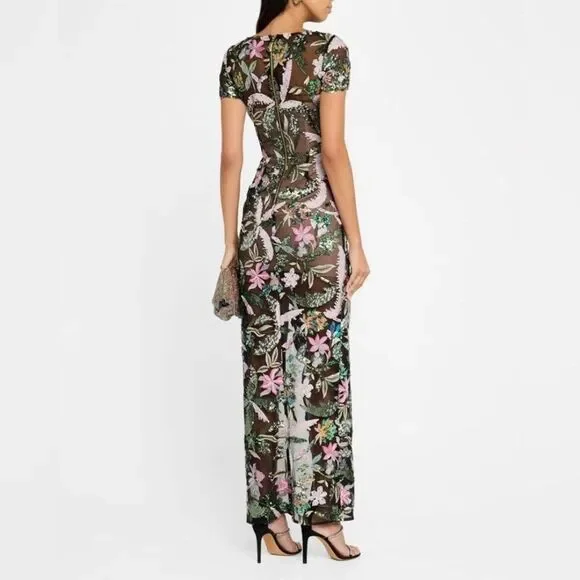 NWOT Bronx And Banco Zinna Side-Slit Floral Sequin Gown, XS,S &M available - Picture 7 of 14
